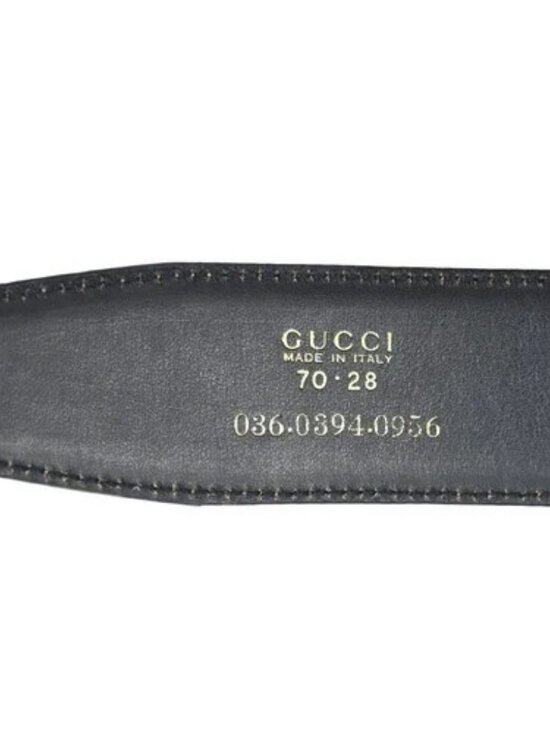GUCCI G Logo Belt 70/28 Leather Brown Blue GHW Italy 66KC646